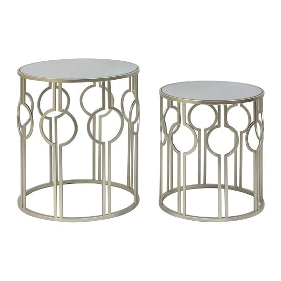 Cara Set Of 2 Accent Tables In Mirrored Glass And Iron