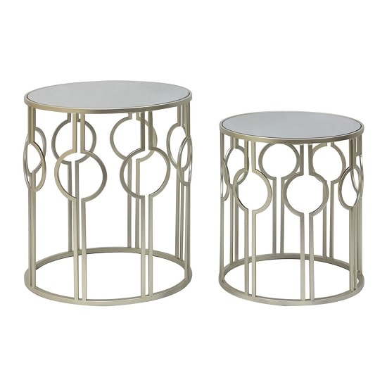 Cara Set Of 2 Accent Tables In Mirrored Glass And Iron FiF