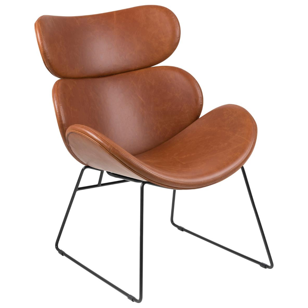 Carazo PU Leather Lounge Chair With Black Legs In Brown