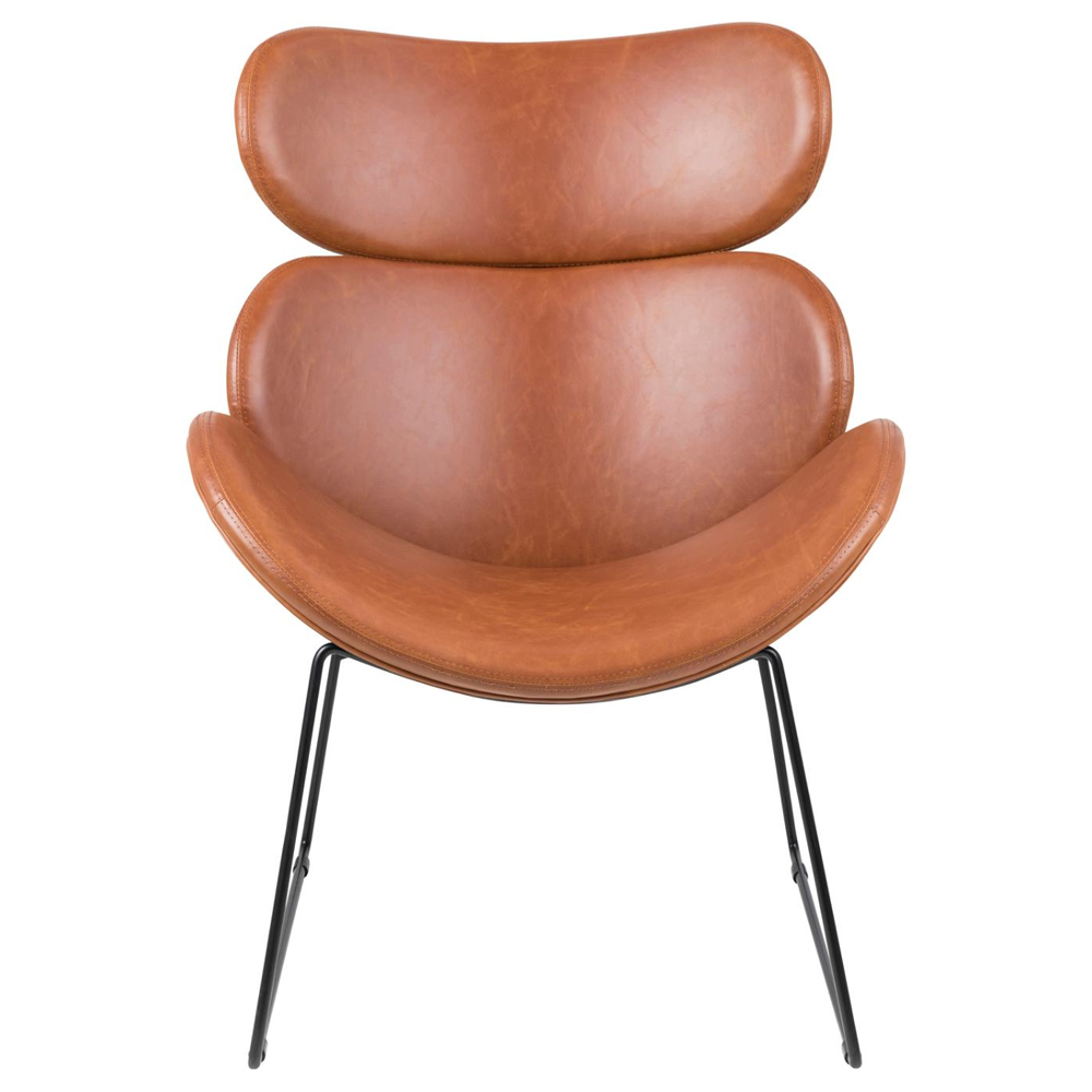 Carazo PU Leather Lounge Chair With Black Legs In Brown