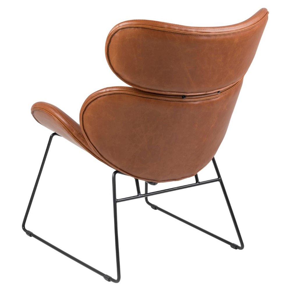 Carazo PU Leather Lounge Chair With Black Legs In Brown
