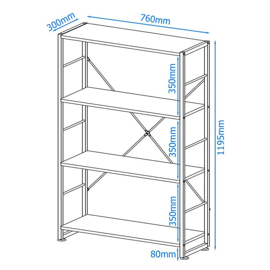 Carbine Wooden Bookcase With Grey Metal Frame In White_4