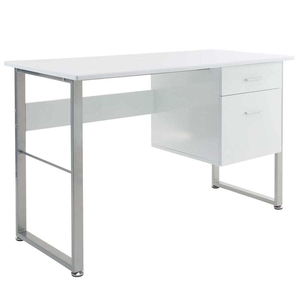 Carbine Wooden Laptop Desk With 2 Drawers In White