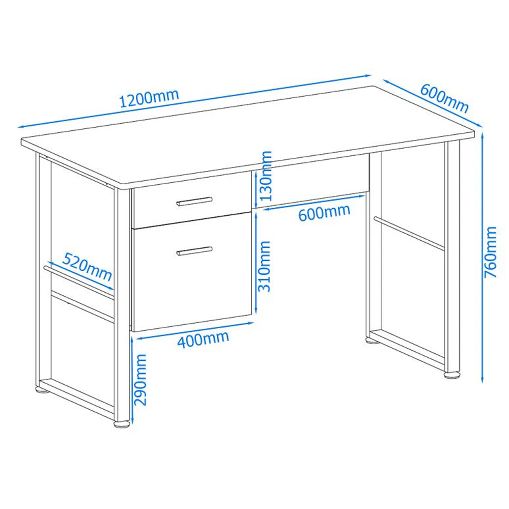 Carbine Wooden Laptop Desk With 2 Drawers In White