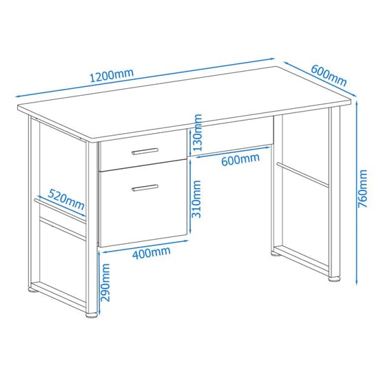 Carbine Wooden Laptop Desk With Grey Metal Frame In White_4