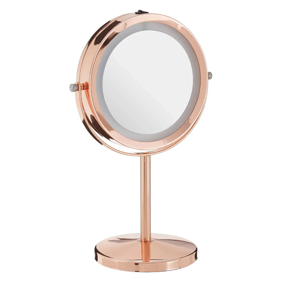 Cardiff Dressing Mirror In Rose Gold Plated Frame With LED