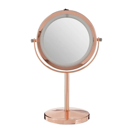 Cardiff Dressing Mirror In Rose Gold Plated Frame With LED