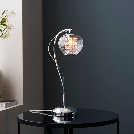 Read more about Cardiff mesmer clear ribbed glass table lamp in chrome