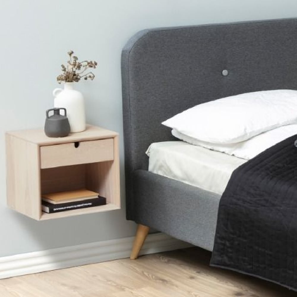 Read more about Cardiff wooden bedside cabinet with 1 drawer in white and oak
