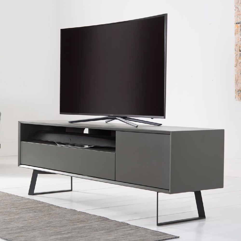 Read more about Cardiff medium wooden tv stand in matt charcoal grey