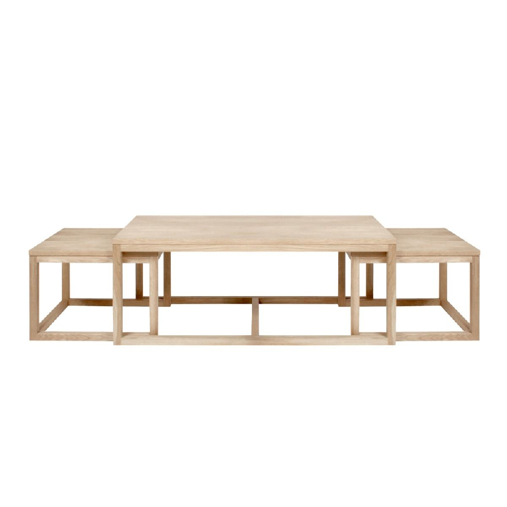 Cardiff Wooden Nesting Coffee Tables In White Oak