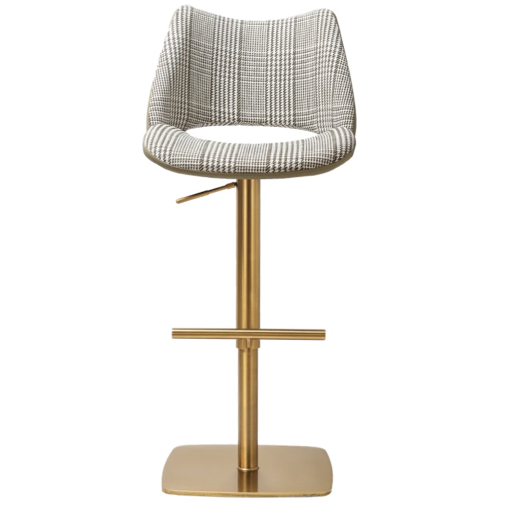 Cardwell Olive Leather Fabric Bar Stools With Gold Base In Pair