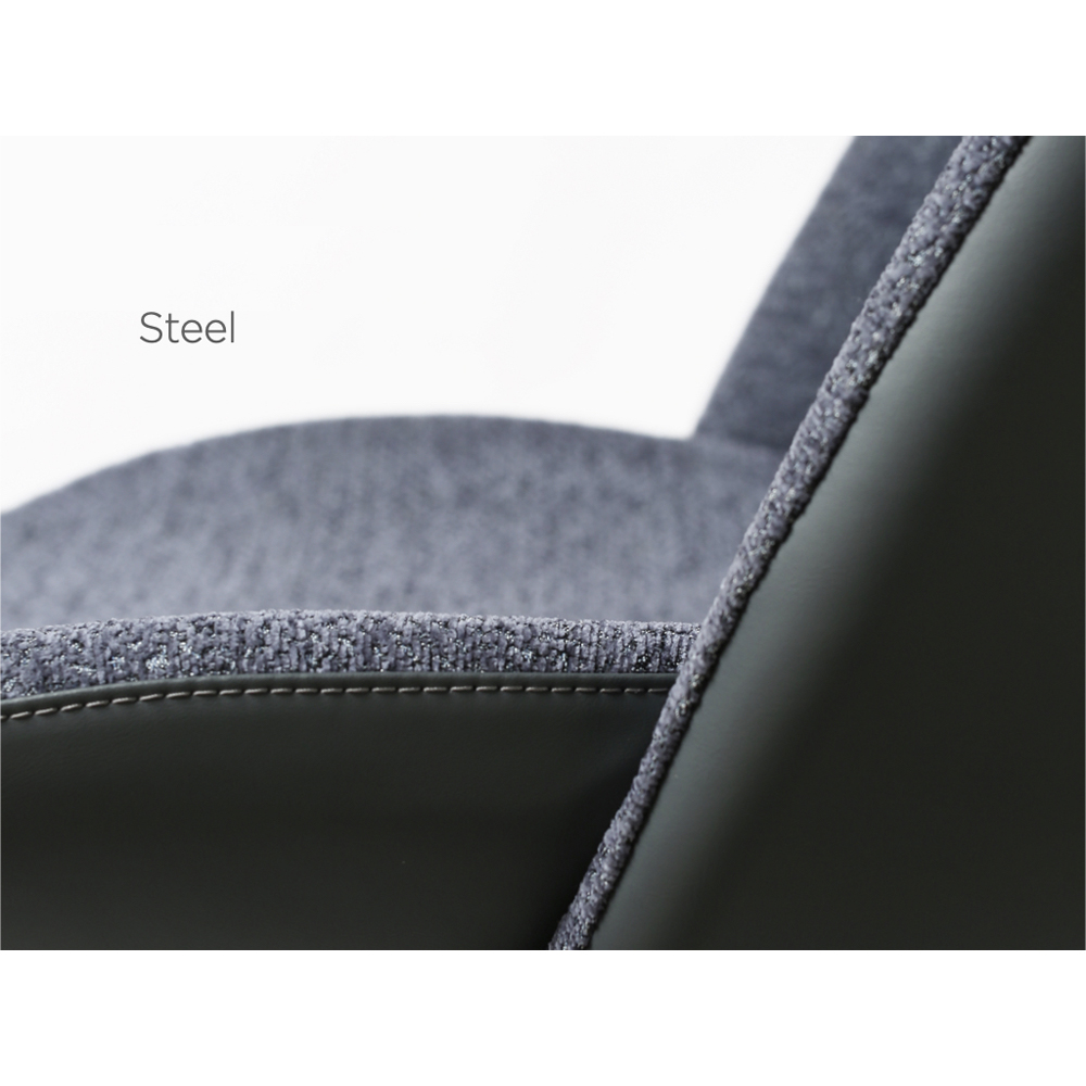 Cardwell Slate Grey Leather Fabric Bar Stools With Steel Base In Pair