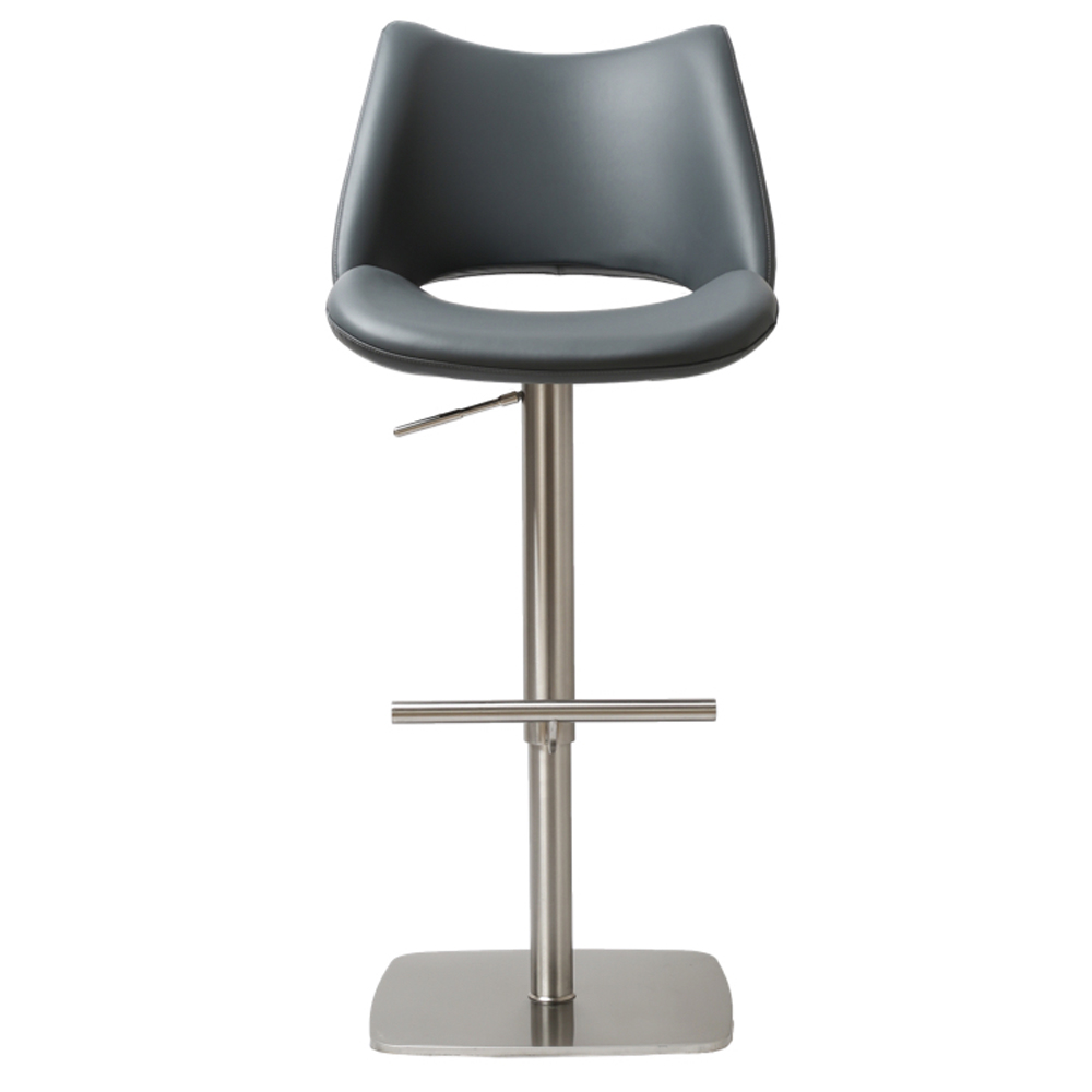 Cardwell Slate Grey PU Leather Bar Stools with Steel Base In Pair