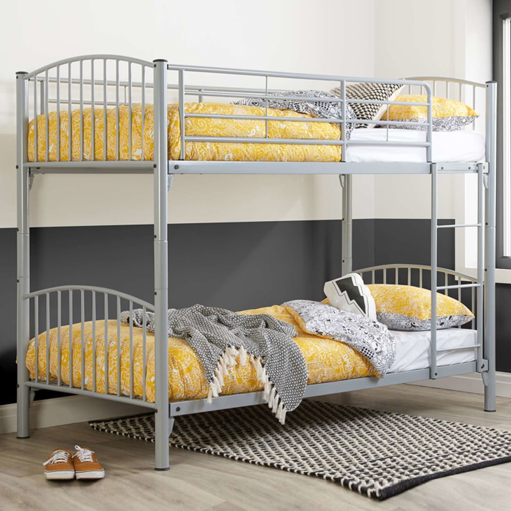 Carfu Metal Single Bunk Bed In Silver