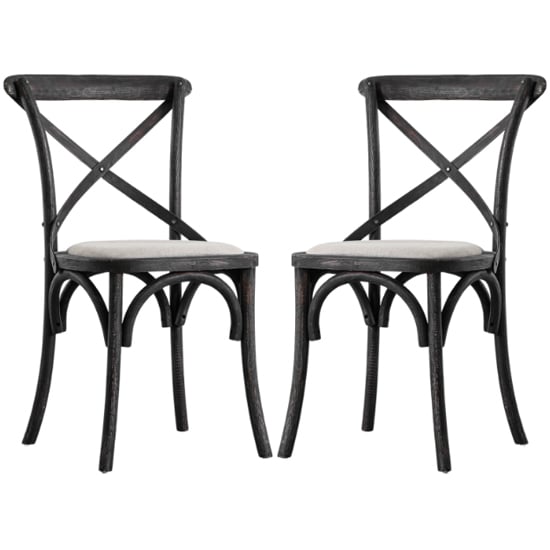 Read more about Caria cross back black wooden dining chairs in a pair