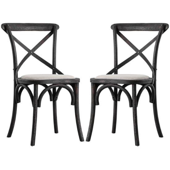 Caria Cross Back Black Wooden Dining Chairs In A Pair