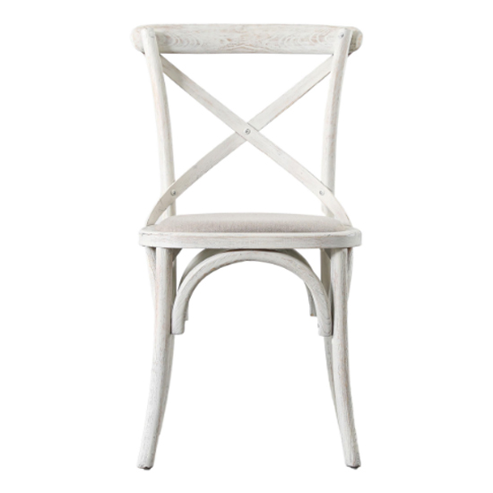 Caria Cross Back Natural Wooden Dining Chairs In Pair