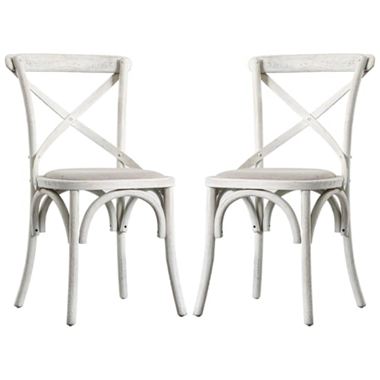 Read more about Caria cross back natural wooden dining chairs in a pair