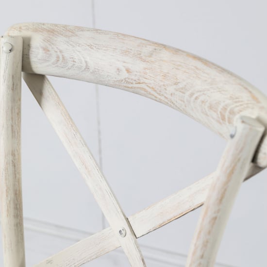 Caria Cross Back White Wooden Dining Chairs In Pair