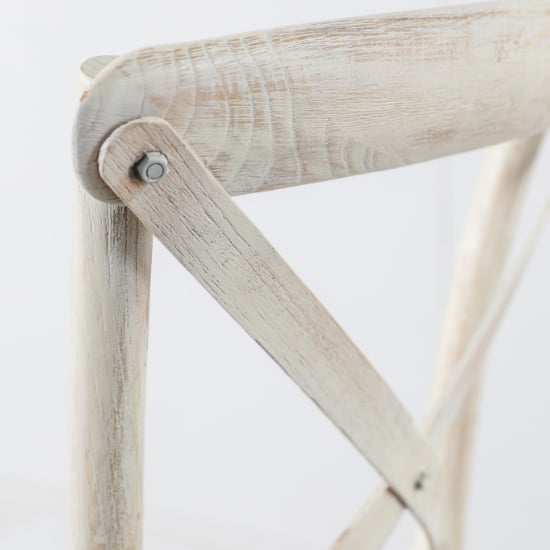 Caria Cross Back White Wooden Dining Chairs In Pair