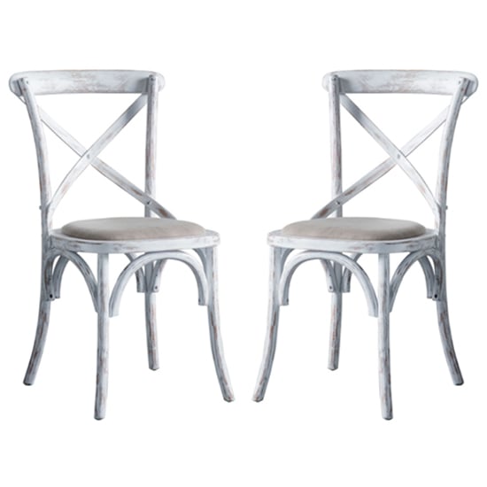 Read more about Caria cross back white wooden dining chairs in a pair