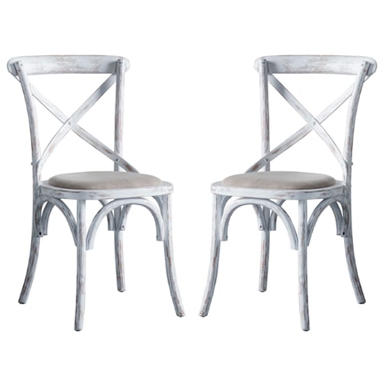 Caria Cross Back White Wooden Dining Chairs In A Pair