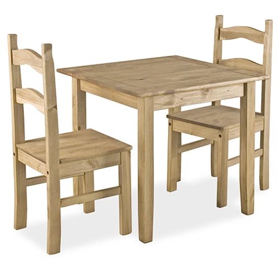 Product photograph of Cariad Small Dining Set With 2 Chairs In Distressed Pine from Furniture in Fashion