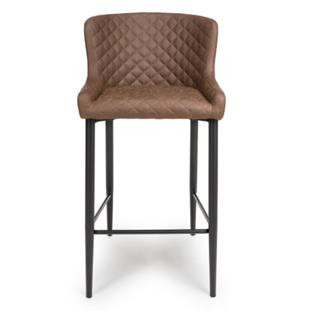 Caribou Antique Brown Fabric Bar Stools With Metal Legs In Pair