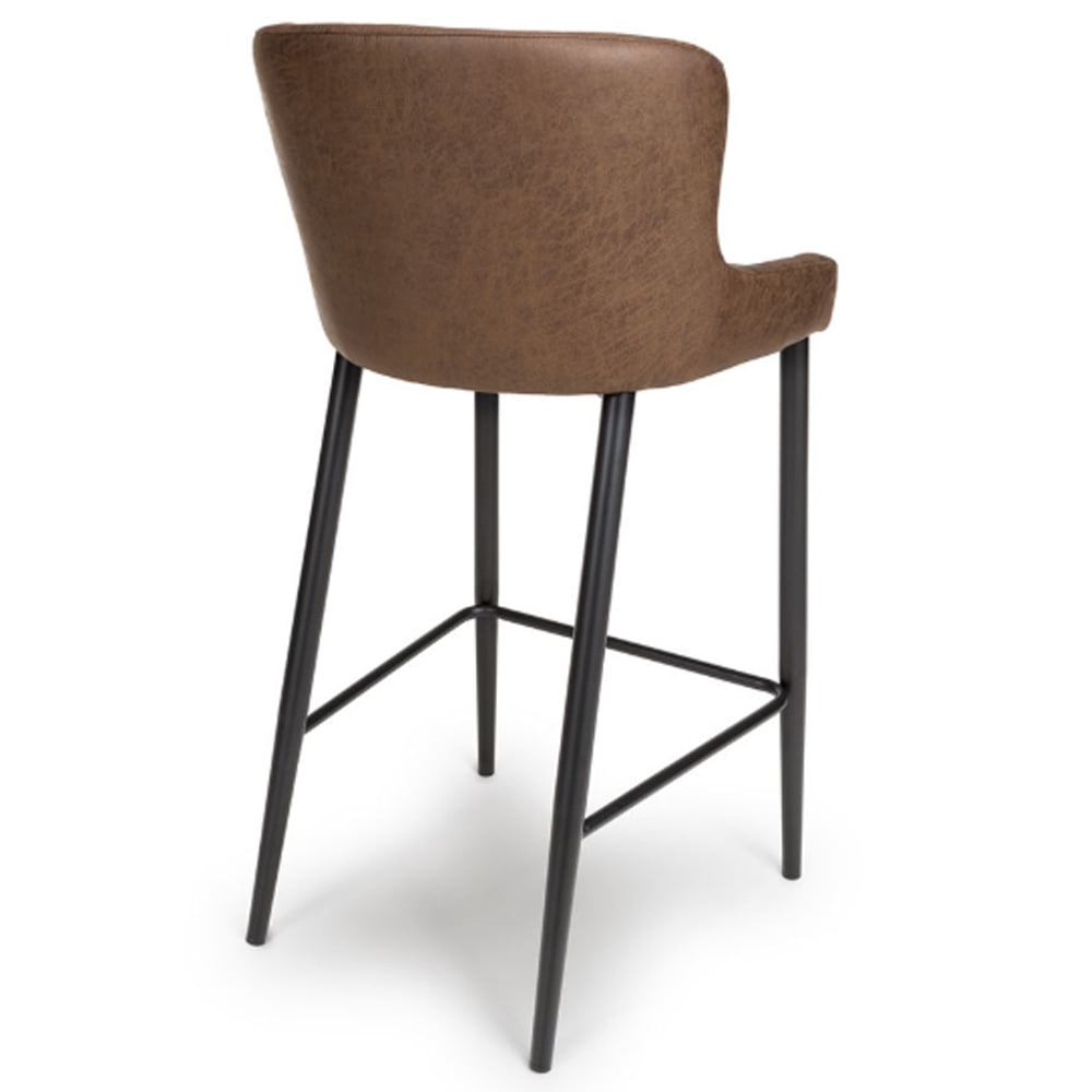 Caribou Antique Brown Fabric Bar Stools With Metal Legs In Pair