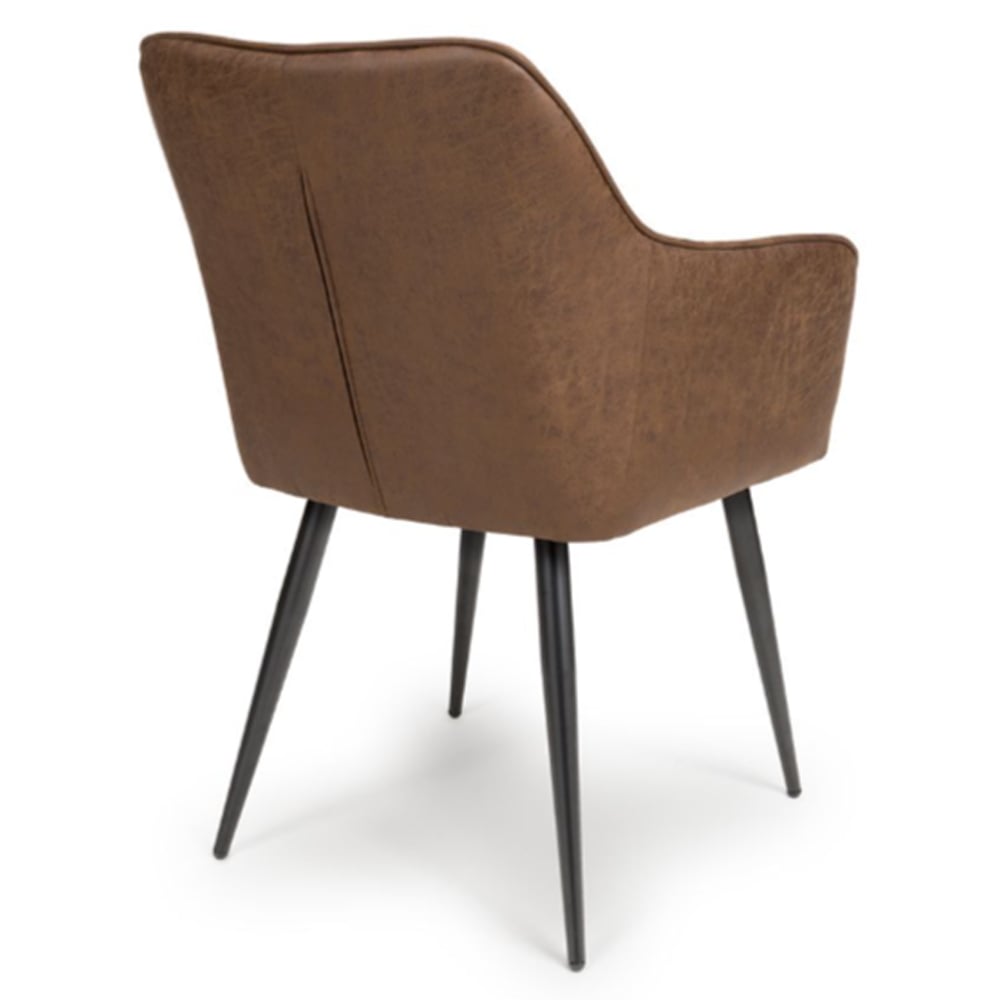 Caribou Antique Brown Fabric Carver Dining Chairs In Pair