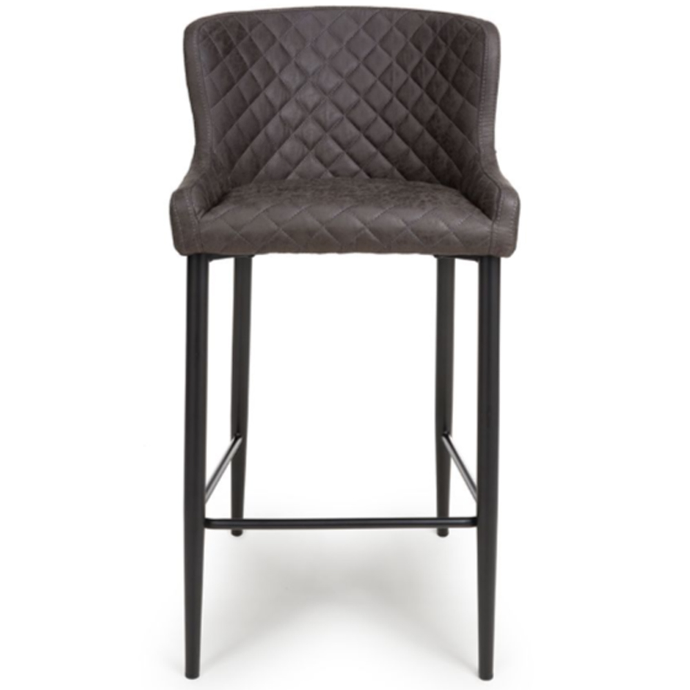 Caribou Grey Fabric Bar Stools With Metal Legs In Pair