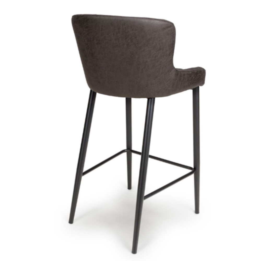 Caribou Grey Fabric Bar Stools With Metal Legs In Pair