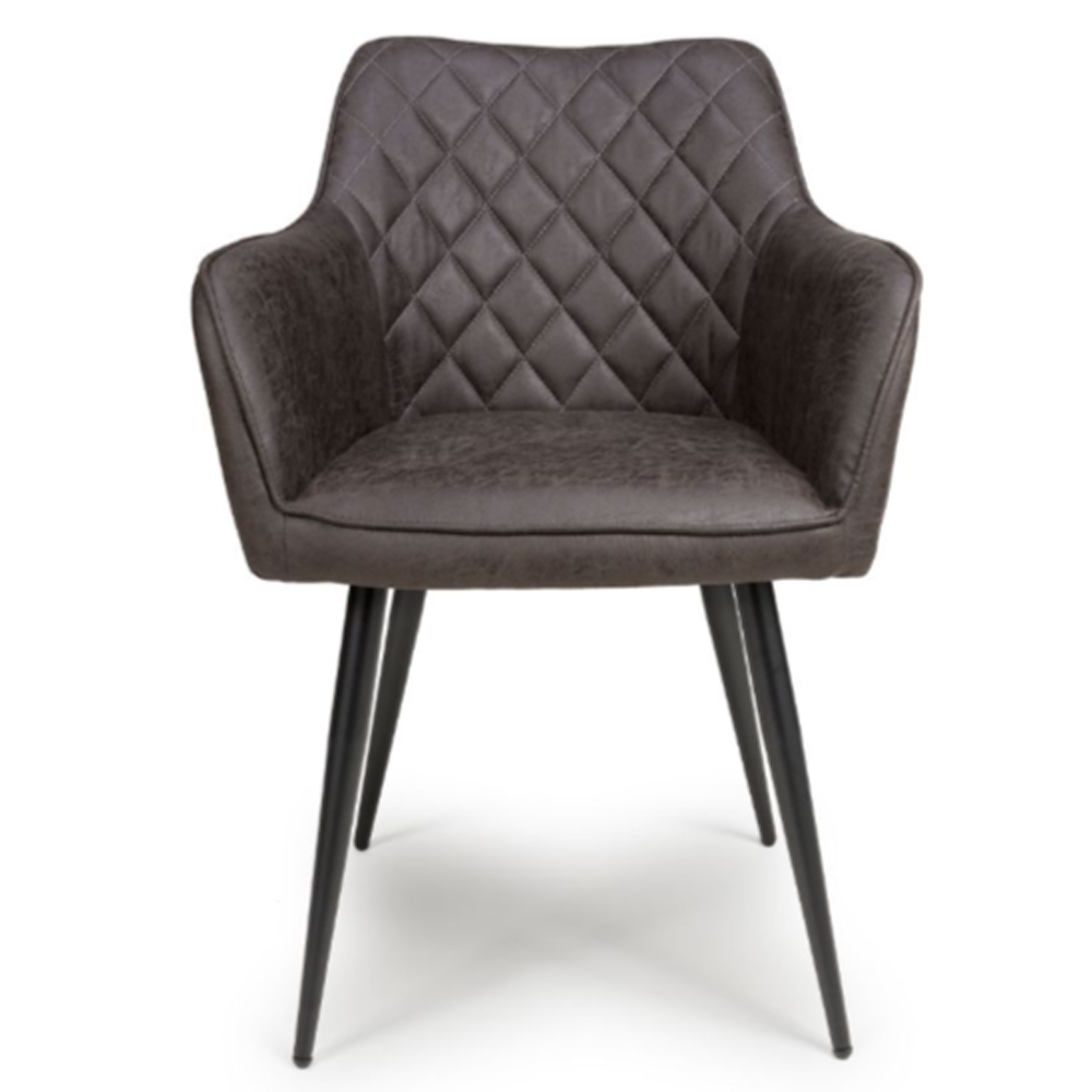 Caribou Grey Fabric Carver Dining Chairs In Pair