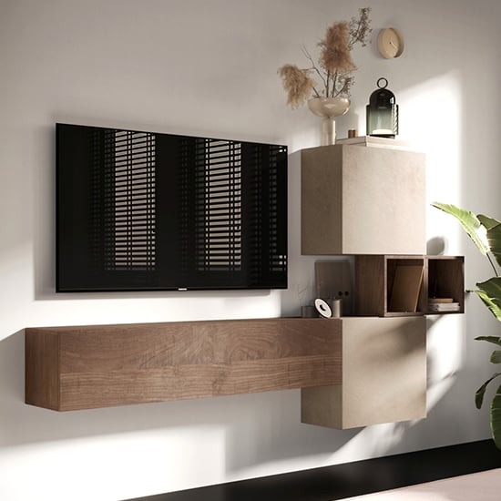 Read more about Carice wooden entertainment unit in clay and mercure