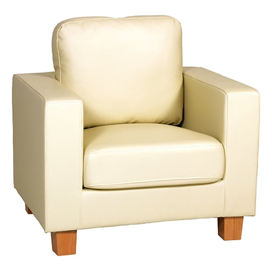 Product photograph of Caridad Pu Leather 1 Seater Sofa In Cream from Furniture in Fashion