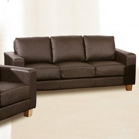 Product photograph of Caridad Pu Leather 3 Seater Sofa In Brown from Furniture in Fashion