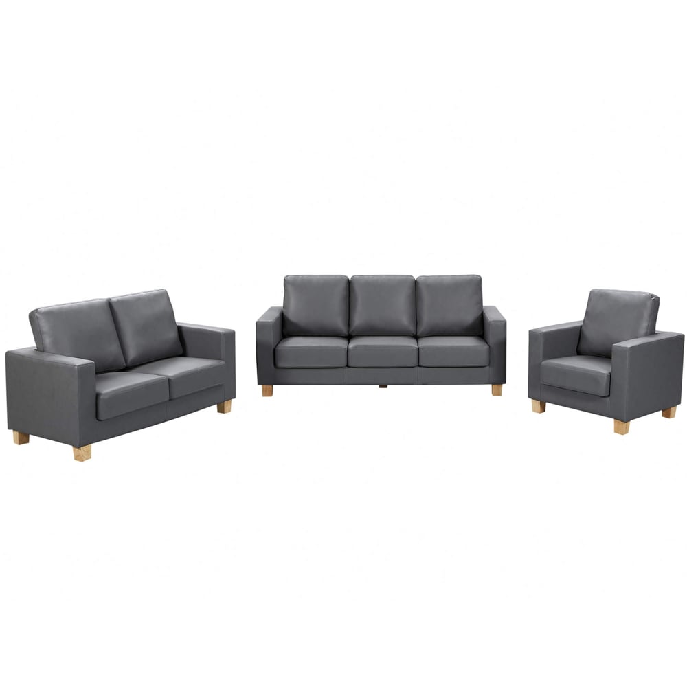 Caridad PU Leather Sofa Suite In Grey
