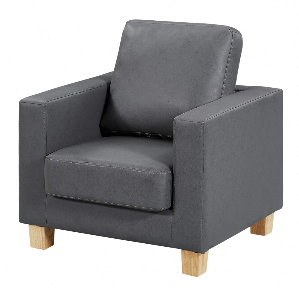 Caridad PU Leather Sofa Suite In Grey