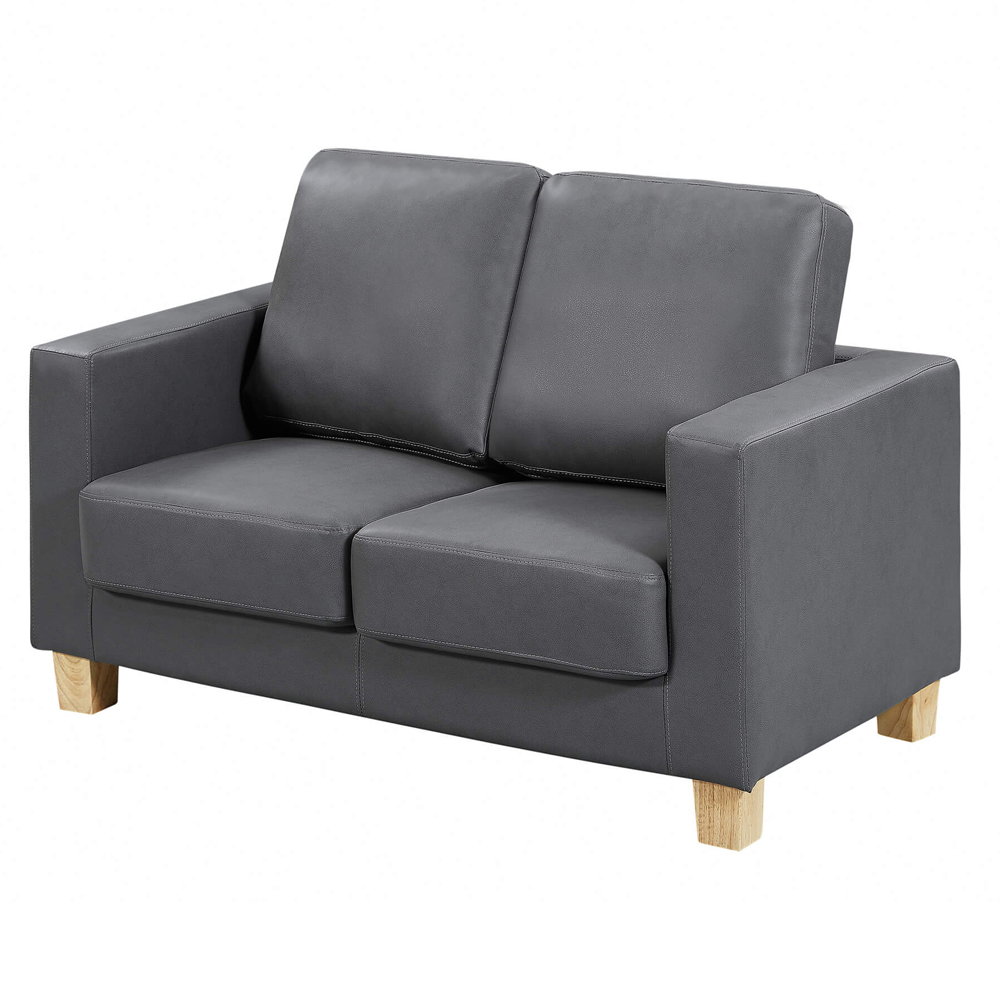 Caridad PU Leather Sofa Suite In Grey