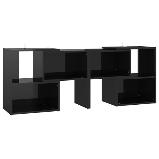 Carillo High Gloss TV Stand With Shelves In Black_2