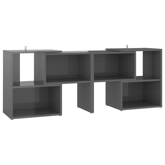 Carillo High Gloss TV Stand With Shelves In Grey_2