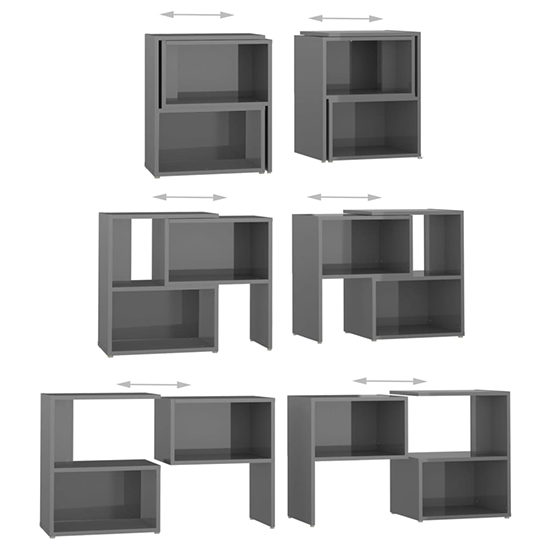 Carillo High Gloss TV Stand With Shelves In Grey_4