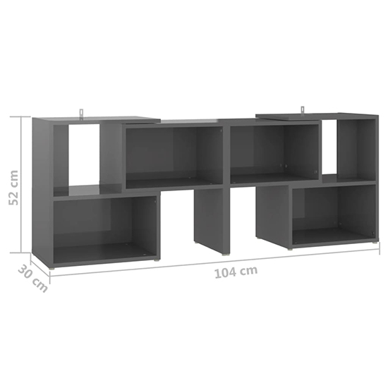 Carillo High Gloss TV Stand With Shelves In Grey