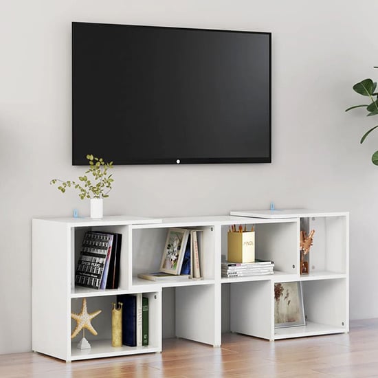 Photo of Carillo high gloss tv stand with shelves in white