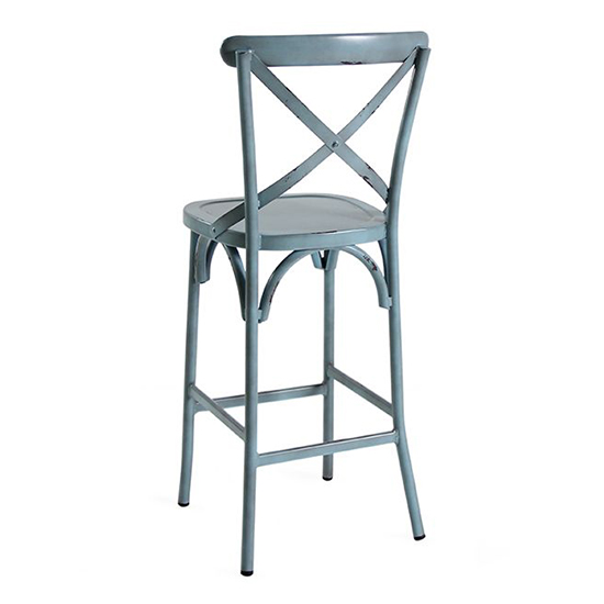 Cayuga Outdoor Aluminium Vintage Bar Chair In Blue