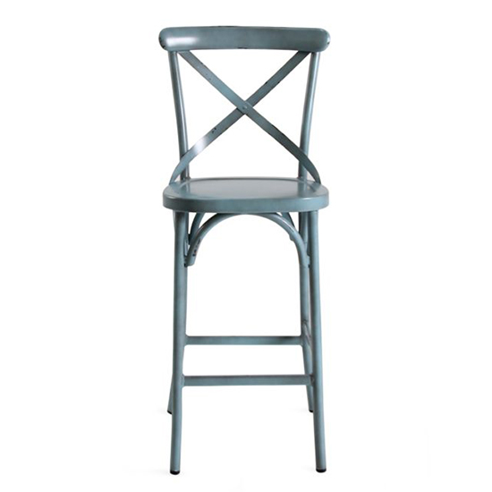 Cayuga Outdoor Aluminium Vintage Bar Chair In Blue