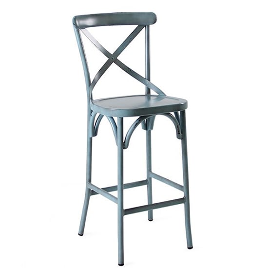 Product photograph of Carillo Outdoor Aluminium Vintage Bar Chair In Blue from Furniture in Fashion