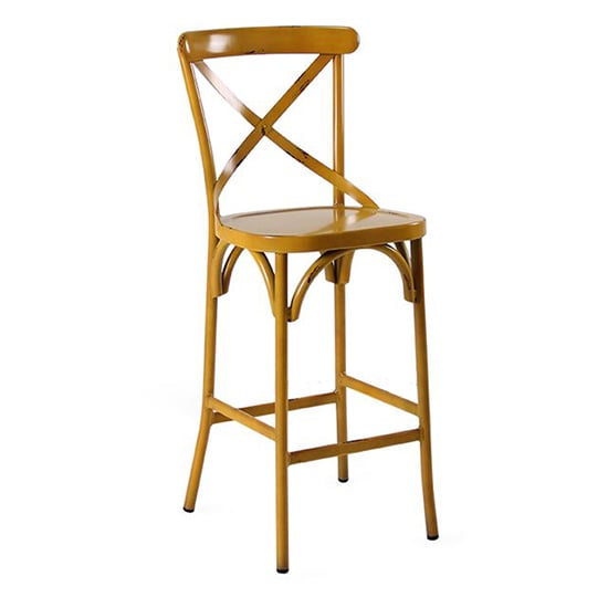Product photograph of Carillo Outdoor Aluminium Vintage Bar Chair In Yellow from Furniture in Fashion