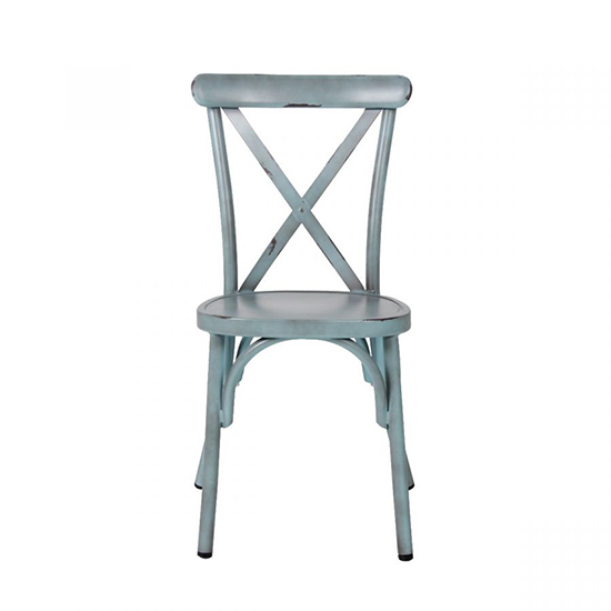 Cayuga Outdoor Aluminium Vintage Side Chair In Blue